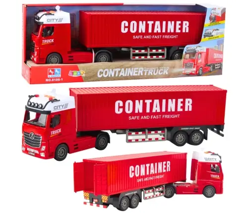 Transport Truck With Container Lights Sounds Red