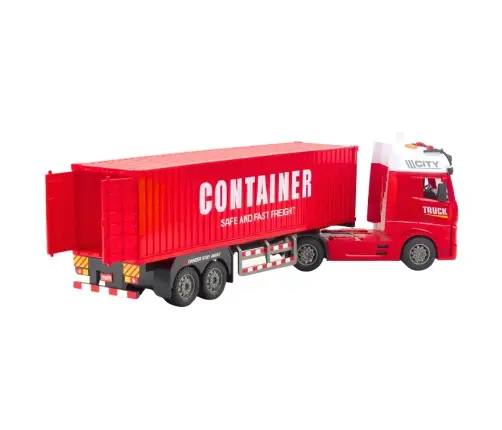 Transport Truck With Container Lights Sounds Red