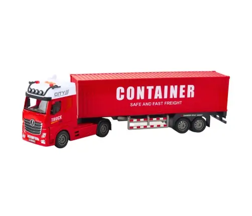 Transport Truck With Container Lights Sounds Red