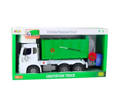 Large Garbage Truck Lifting Function 2 Bins Lights Sounds Green 1:10 Large Garbage Truck Lifting Function 2 Bins Lights Sounds Green 1:10
