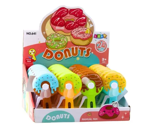 Mini Donut Pinwheel Hand Fan for Kids 4 Designs Mini Donut Pinwheel Hand Fan for Kids 4 Designs