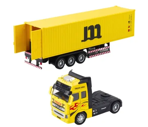 Truck with Container Metal Cab Pull Back Drive Yellow