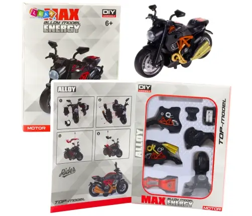 Motorcycle To Assemble Screw Metal 1:14 DIY Black and Orange