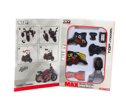 Motorcycle To Assemble Screw Metal 1:14 DIY Black and Orange