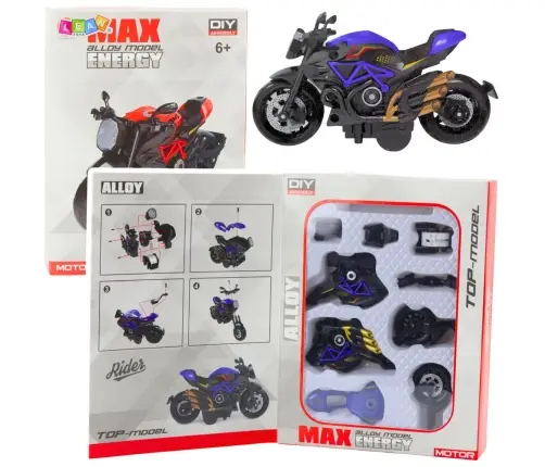 Motorcycle Toy For Assembling Screws Metal 1:14 DIY Black and Blue