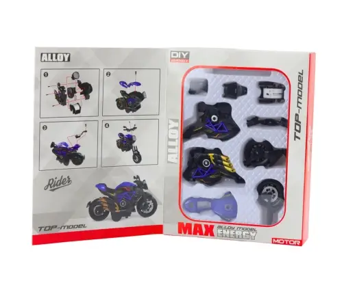 Motorcycle Toy For Assembling Screws Metal 1:14 DIY Black and Blue