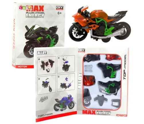 Motorcycle To Assemble Screw Metal 1:14 DIY Orange-Green