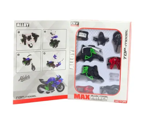 Motorcycle To Assemble Screw Metal 1:14 DIY Green-Red