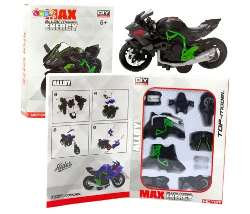 Motorcycle To Assemble Screw Metal 1:14 DIY Green-Black