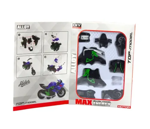 Motorcycle To Assemble Screw Metal 1:14 DIY Green-Black