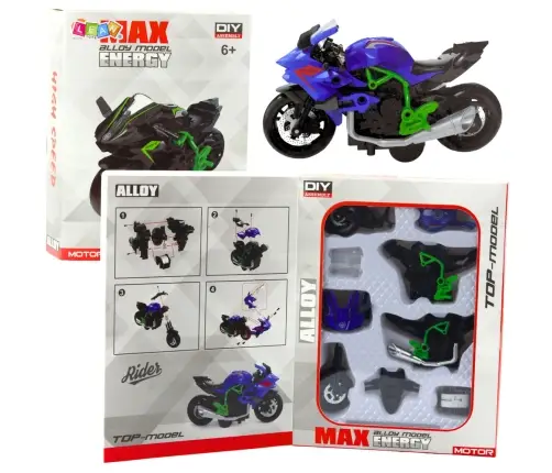 Motorcycle To Assemble Screw Metal 1:14 DIY Green-Blue