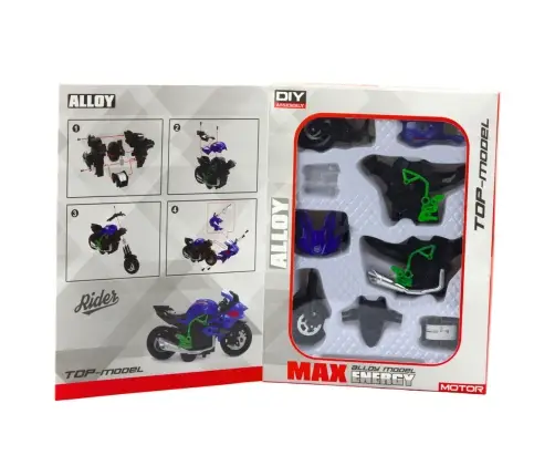 Motorcycle To Assemble Screw Metal 1:14 DIY Green-Blue