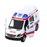 Ambulance Metal Pull Back Motorized Lights Sounds White 1:32