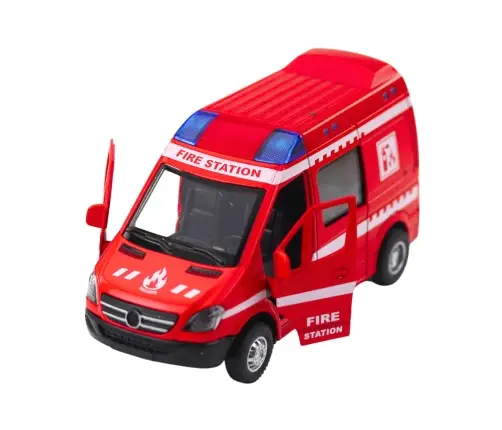 Fire Truck Metal Pull Back Motor Lights Sounds Red 1:32