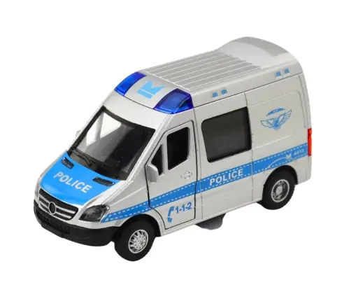 Metal Police Car with Pull Back Motor, Lights and Sounds 1:32