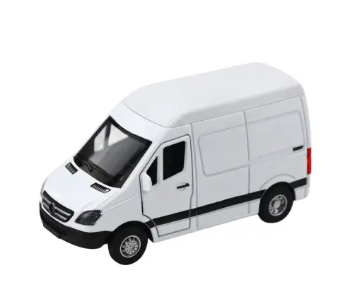Metal Delivery Truck With Pull Back Motor, Lights, Sounds, White 1:32