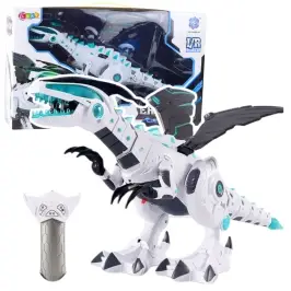 Remote Controlled RC Robot Dinosaur Lights Sounds White Remote Controlled RC Robot Dinosaur Lights Sounds White