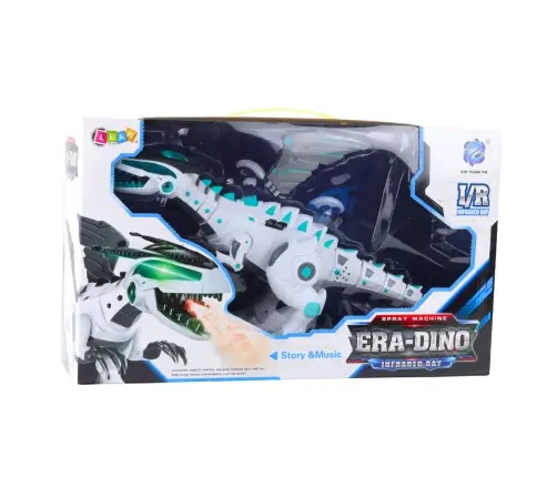 Remote Controlled RC Robot Dinosaur Lights Sounds White