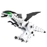 Battery Operated Dinosaur Robot with Movable Wings, Lights, Sound, White