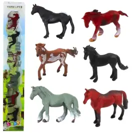Set of Mini Figures Horse Breeds Brown Black Gray 5-6cm 6pcs