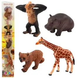 Set of Mini Figures Wild Animals Chimpanzee Giraffe 6-9cm 4pcs