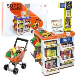 Shop Set Cash Register, Trolley, Scanner, Supermarket, Kids Shop