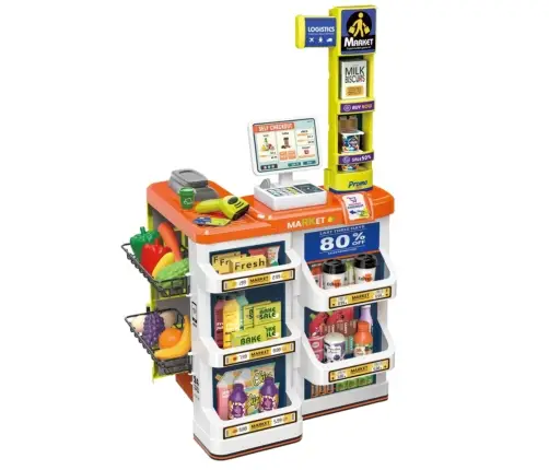 Shop Set Cash Register, Trolley, Scanner, Supermarket, Kids Shop