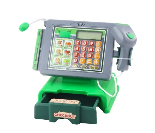 Cash Register For Kids Accessories Basket Fruit Lights Sounds Green Cash Register For Kids Accessories Basket Fruit Lights Sounds Green