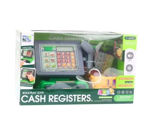 Cash Register For Kids Accessories Basket Fruit Lights Sounds Green Cash Register For Kids Accessories Basket Fruit Lights Sounds Green
