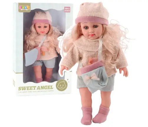 Sweet Angel Doll in a Woolen Sweater with a Mushroom, Bag, and Hat, 36cm Sweet Angel Doll in a Woolen Sweater with a Mushroom, Bag, and Hat, 36cm