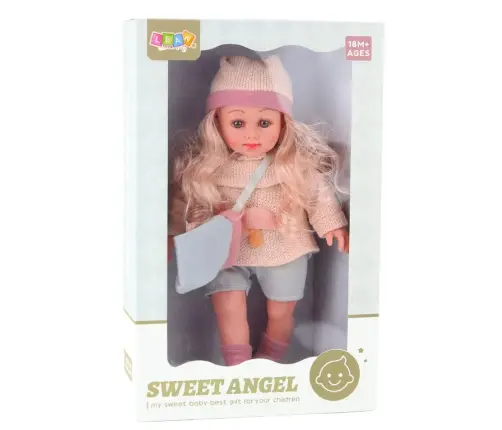 Sweet Angel Doll in a Woolen Sweater with a Mushroom, Bag, and Hat, 36cm Sweet Angel Doll in a Woolen Sweater with a Mushroom, Bag, and Hat, 36cm