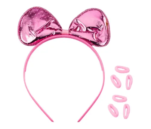 Beauty Set Hairband with Bow Glasses Elastic Bands Pink