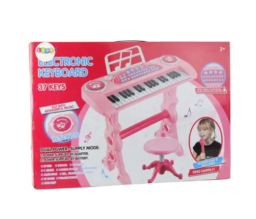Electronic Piano for Children with Microphone 37 Keys Pink