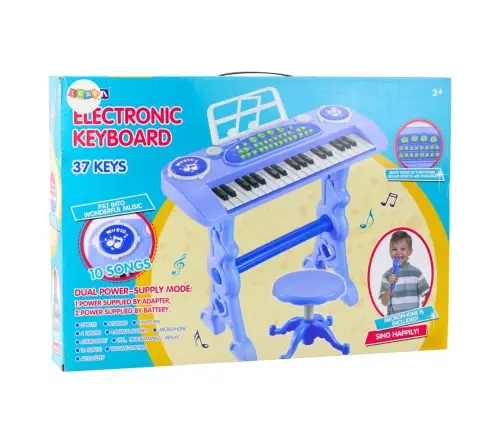 Electronic Piano for Children with Microphone 37 Keys Blue