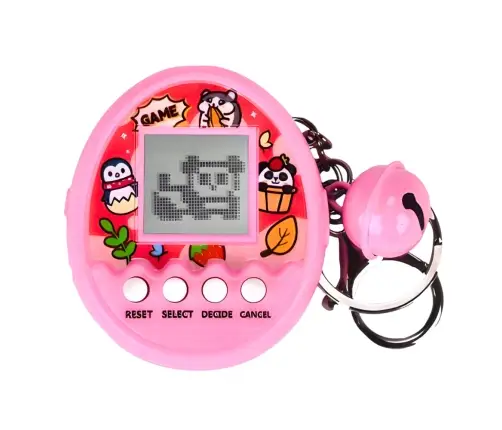 Tamagotchi Pet Egg Electronic Game 168W1 Keychain With Bell Pink