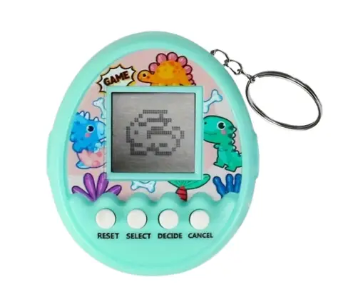 Tamagotchi Pet Egg Electronic Game 168W1 Keychain With Bell Turquoise