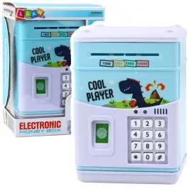 Electronic Safe ATM Piggy Bank PIN Code For Children Blue Dinosaur Electronic Safe ATM Piggy Bank PIN Code For Children Blue Dinosaur