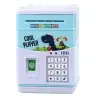 Electronic Safe ATM Piggy Bank PIN Code For Children Blue Dinosaur