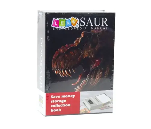 Book Hidden Piggy Bank Safe Code Dinosaur Black