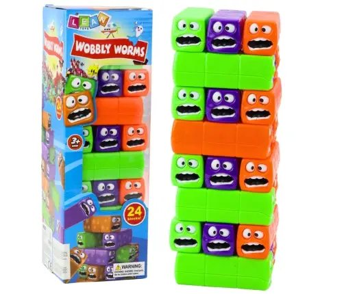 Skill Game Tower 24 Blocks With Smiley Faces Colorful