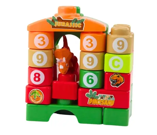Educational Construction Blocks in a Backpack Dinosaurs Numbers Letters 26 pcs.