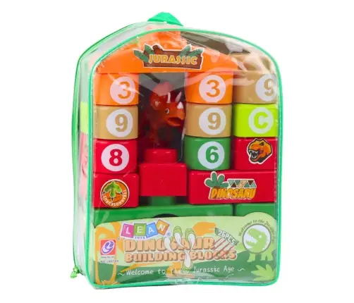 Educational Construction Blocks in a Backpack Dinosaurs Numbers Letters 26 pcs.