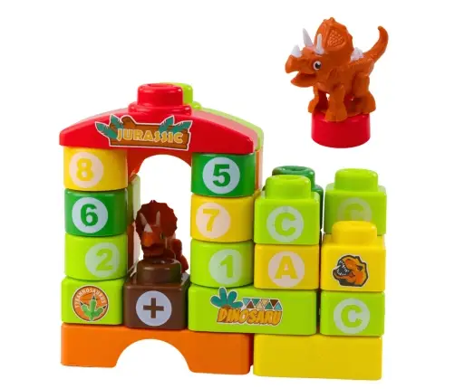 Educational Construction Blocks in a Backpack Dinosaurs Numbers Letters 49 pcs.