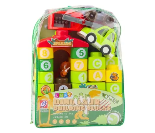Educational Construction Blocks in a Backpack Dinosaurs Numbers Letters 49 pcs.