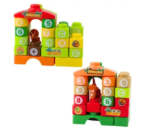 Educational Construction Blocks in a Bag Dinosaurs Numbers Letters 91 pcs.