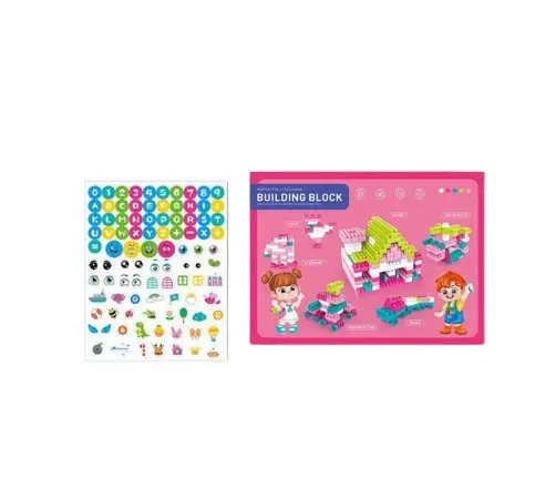Construction Blocks 3D Stickers Pastel Pink 150 pcs.