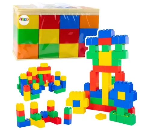 Set of Large Construction Blocks in a Bag, Colorful, 28.5x9x9 cm, 12 pcs.