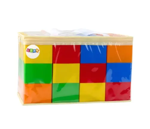 Set of Large Construction Blocks in a Bag, Colorful, 28.5x9x9 cm, 12 pcs.