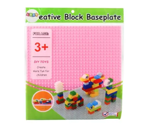 Construction Board for Building Blocks Pink 25.5x25.5 cm