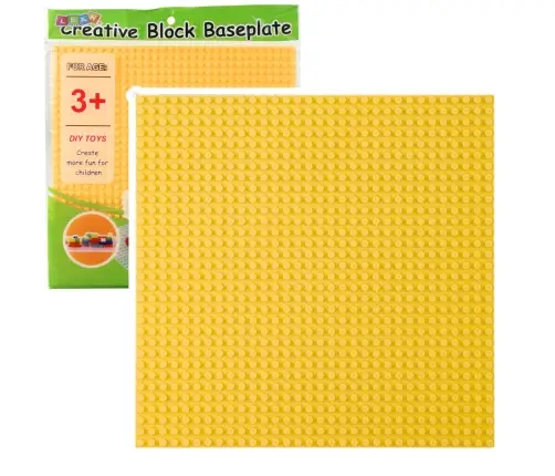 Construction Board for Building Blocks Yellow 25.5x25.5 cm
